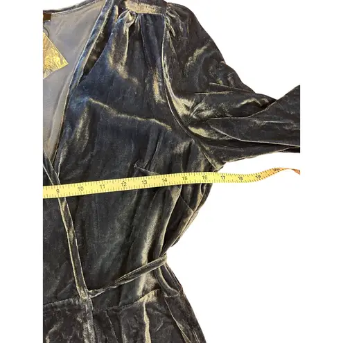 Yumi Kim NWT Blue Velvet Duchess Long Sleeve Belted Mini Wrap Dress LARGE