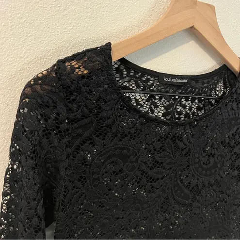 You Are Not Alone Black Lace Long Sleeve Top Size S