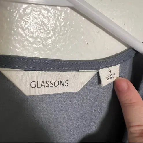 Glassons Cropped Chiffon Top Blue Gray Sheer 8