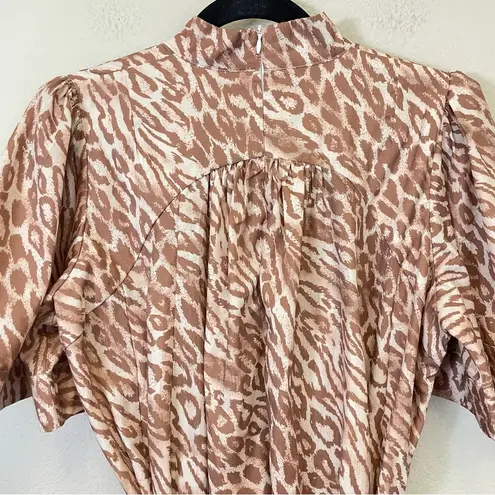 Beulah  Butterfly Sleeves Animal Print Belted A Line Dress Size M