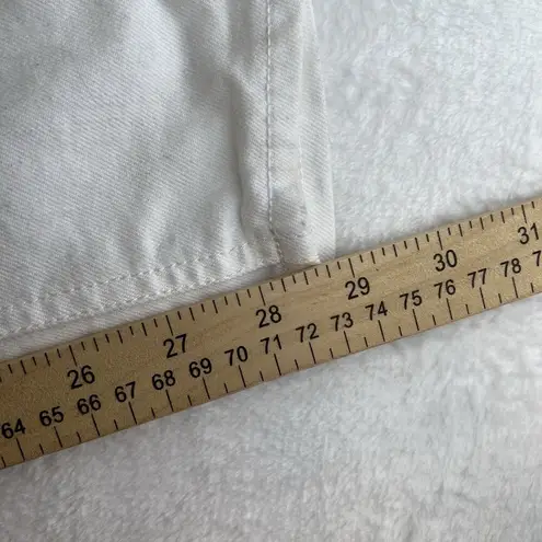 Old Navy  Sz 12 Jeans Mid Rise Boyfriend Skinny Pacific White Stretch Distressed