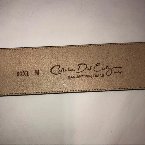 Catherine Dial Easley Embossed Wide Leather Belt Green Medium Artisan Texas