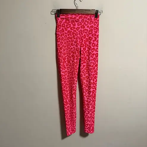 Beach Riot Ayla Legging in Famous High Risk Red Leopard Pink Ribbed- Size XS
