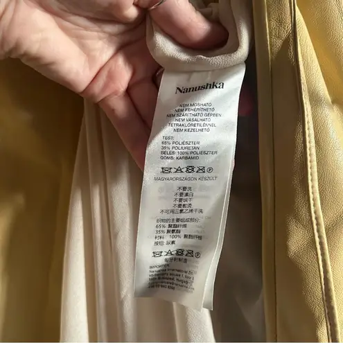 Nanushka Anubi Vegan Leather Sleeveless Wrap Midi Dress Margarine NWT Size S Yellow