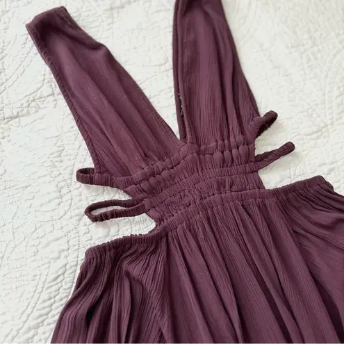 Lovely Day Plum Purple Cutout Smocked Waist Mini Dress