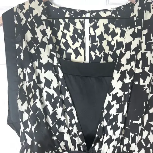 Reiss Black & White Patterned Silk Satin Layered Cocktail Dress