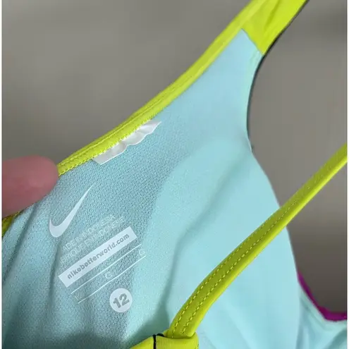 Nike  women’s racerback one piece swim suit pink green combo