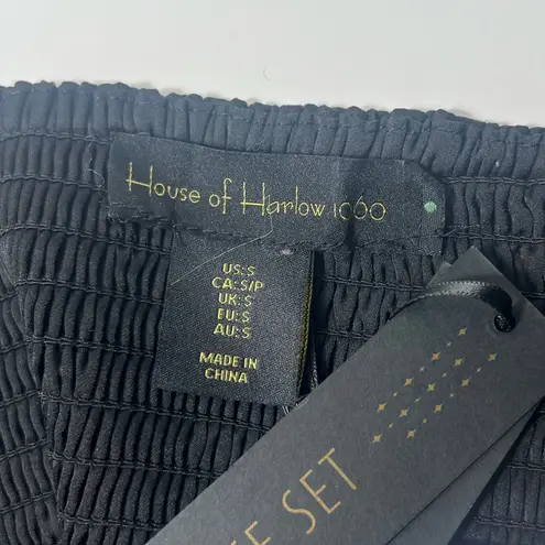 House of Harlow 1960 Satin Cropped Camisole & Maxi Skirt 2PC Set Black