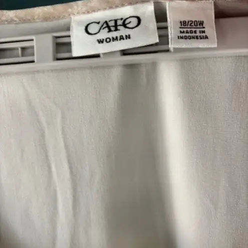 Cato Womens 18/20W Beige White Bat Wing Scoop Neck Blouse Flowy Neutral Fancy