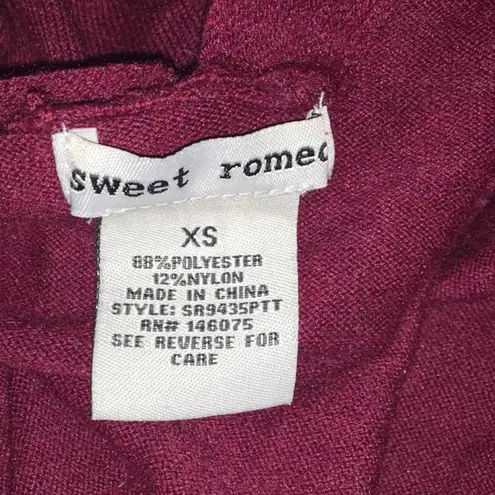Sweet Romeo Open Drape Front Pocket Cardigan Wine