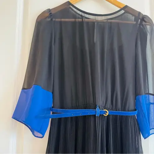 Alyx Limited Blue & Black SheerDress Belt Waist Button Back Size 6