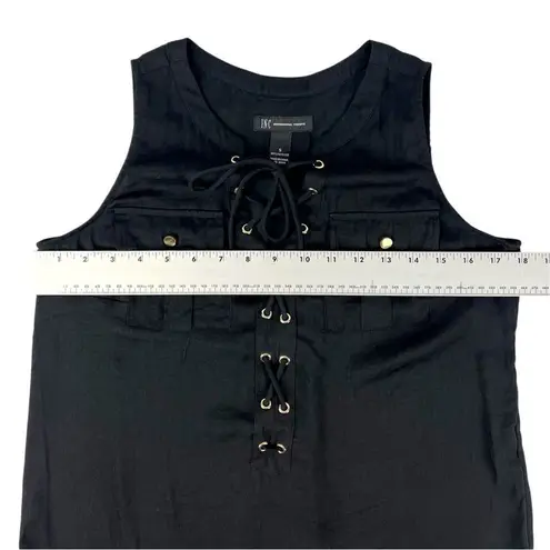 INC International Concepts Black Lace Up Sleeveless Blouse Top Size Small