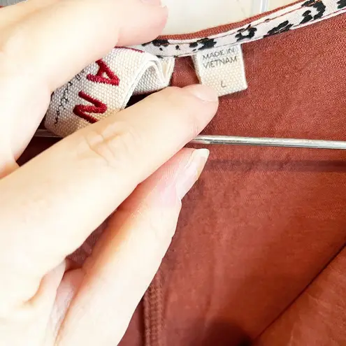 Anthropologie  Dolan V Neck Long Sleeve Blouse Top Terracotta Rust Red Large thumbnail 4