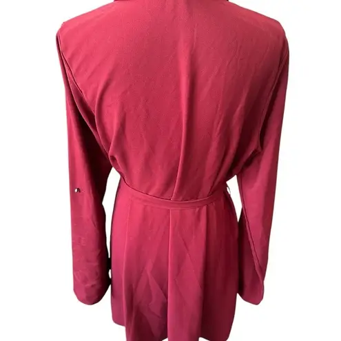 Pinkblush Red Plush Jacket with Shawl Collar and Belt