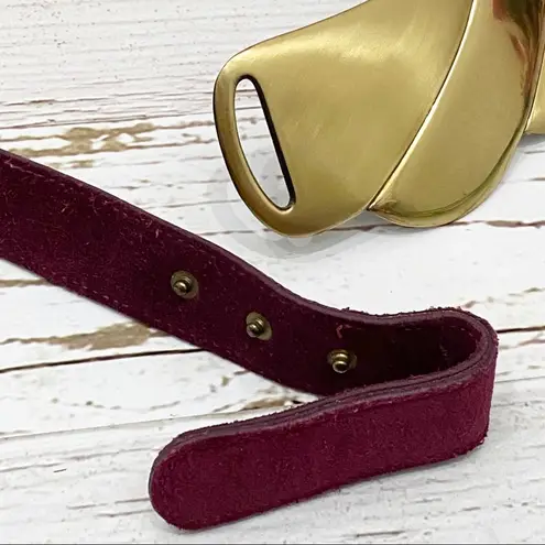 Pierre Cardin Vintage 80s Magenta Suede Leather Buckle Belt Size S/M Waist 27