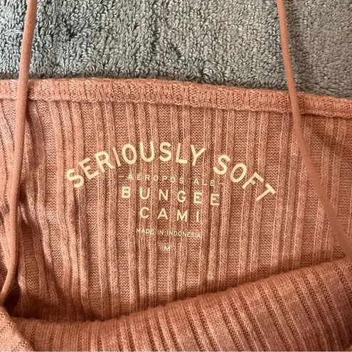 Aeropostale NWT  Pink Seriously Soft Cropped Bungee Cami Tank Top Size Medium