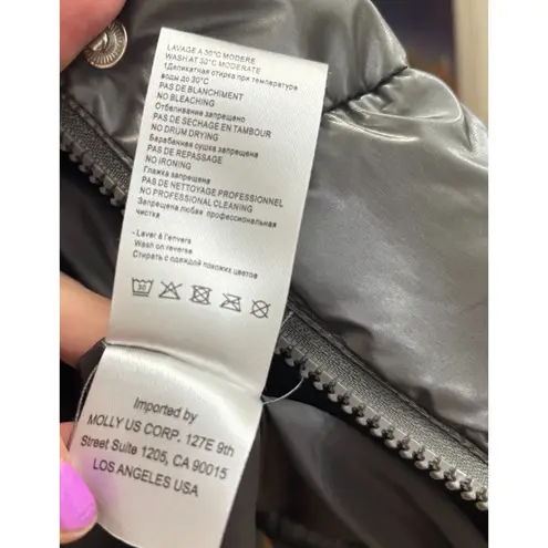 Molly Bracken Lili Sidonio For Warm Puffer Jacket Baddie Pewter Metallic Sx XS