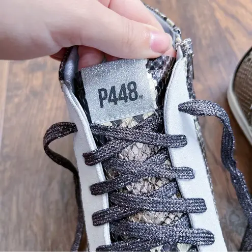 P448 • Skate Snakeskin Print High Top Sneaker Python Brown lace up glitter snake