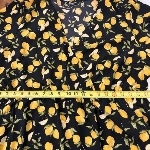BloomChic Citrus Lemons Print Belted Surplice Neck Split Dress Size 18