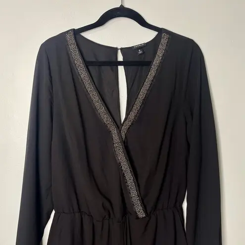 Torrid  Black Georgette V Neck Long Sleeve Chiffon Romper Size 0 12 Large