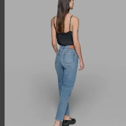 Karl Lagerfeld  High Rise Above Ankle Straight Leg Jeans with Black Side Script