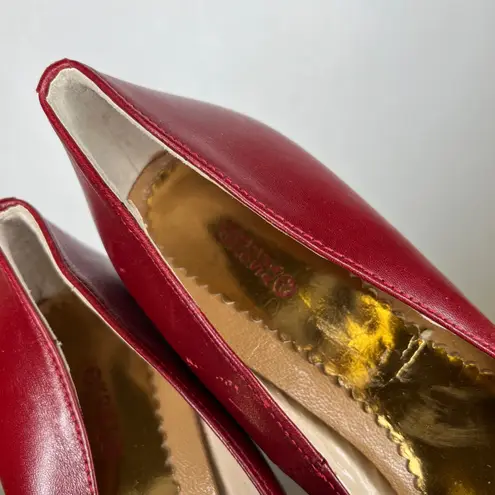 Vero Cuoio Designer Rosa Rosa Red Leather Stiletto Heel Pumps Made in Italy Size 38