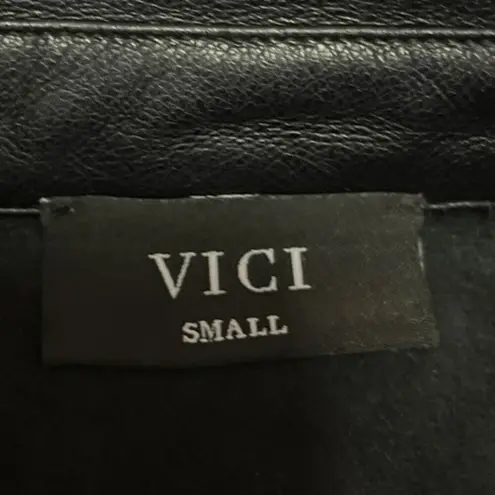 VICI  Women's Black Faux Leather Vegan Button Down  Moto Shirt Shacket Jacket S