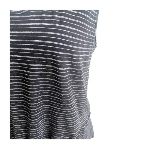 Black & White Michael Star Striped Peplum Tank One Size Black White Linen Blend Beach