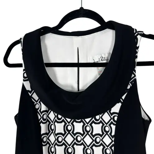 Joseph Ribkoff Black White Abstract Peplum Hip Knee Length Dress Size 10