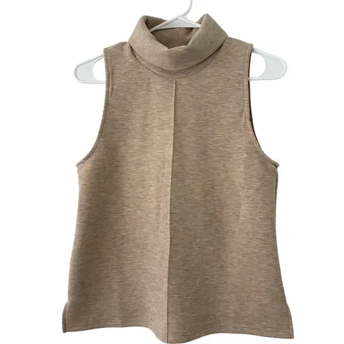 OGL Two Piece Sleeveless Turtleneck High Waist Straight Leg Pants S Small New Tan - Image 3