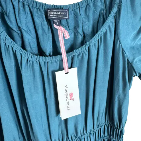 Vineyard Vines Vinyard Vines NWT Mallard Blue Lightweight Short Puff Sleeve Tiered Maxi Dress S