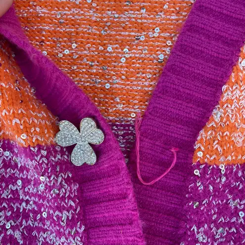 Olivia Rubin Mika rainbow stripe sequin cardigan sweater size S small