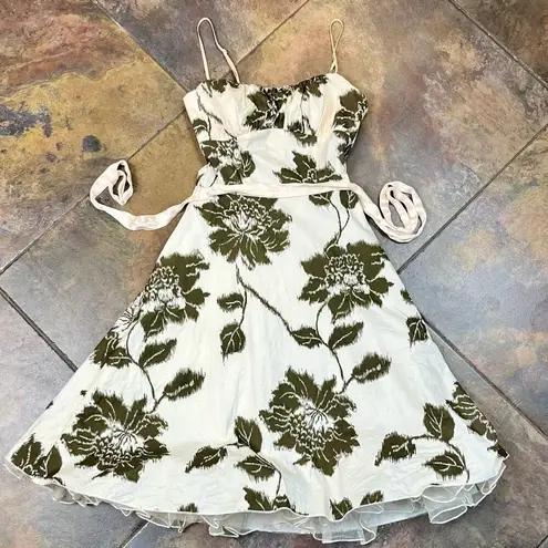 Ruby Rox  Cream And Brown Floral Sundress Pink Waist Ribbon 5 thumbnail 6