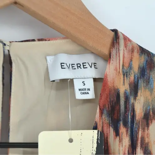 Evereve NWT Hayes Puff Sleeve Mini Dress V-Neck Ikat Print Rust Brown Women's S