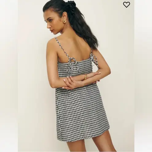 Reformation  Aubree Linen Dress April Check Gingham Mini Spaghetti Straps Linen