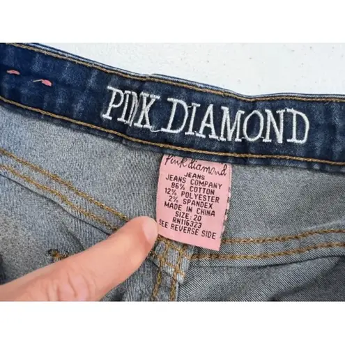 Pink Diamond Jeans Womens 20 Dark Wash Denim Straight Distressed Normcore Y2K Blue Size undefined