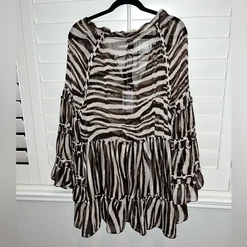 MISA Los Angeles Tallulah Dress Brown Zebra Size XS Animal Print Party Vegas