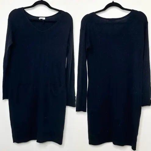 Garnet Hill Easy V-Neck Cashmere Dress in Black