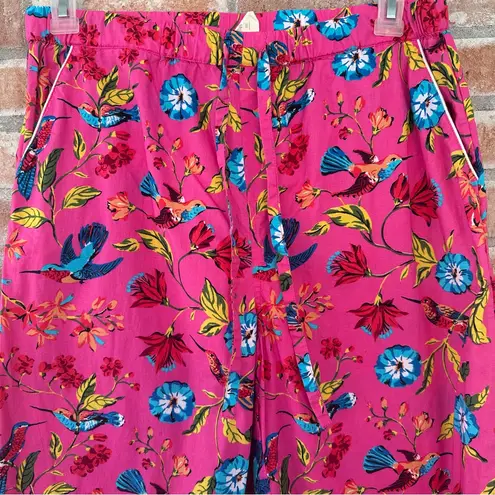 Printfresh Hummingbird Haven 2 Piece Pajama Set Women’s Medium Pink Artsy Cotton