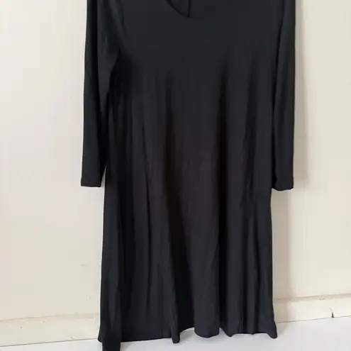 Garnet Hill Black Knit Trapeze Dress 3/4 Sleeves SZ M
