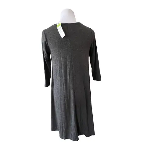 Agnes & Dora Agnes & Dora Dark Grey Jersey 3/4 Sleeve Tunic Swing Top X Small Academia NWT