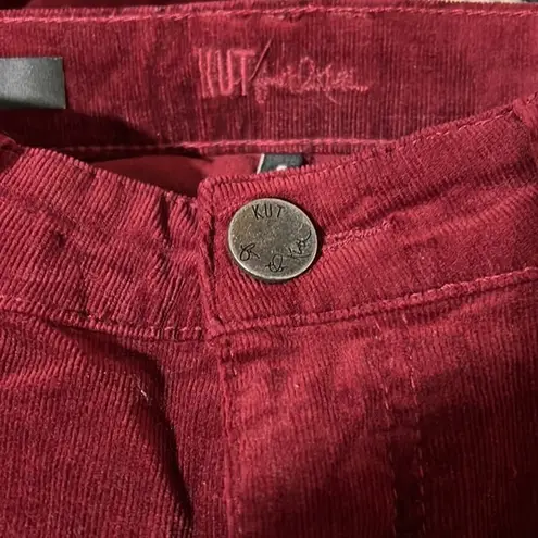 Kut From The Kloth  Diana Red Corduroy Relaxed Fit Skinny Pants Size 4‎