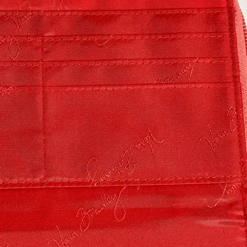 Vera Bradley  Floral Quilted Turnlock Zip Wallet Red Interior 8x4” EUC