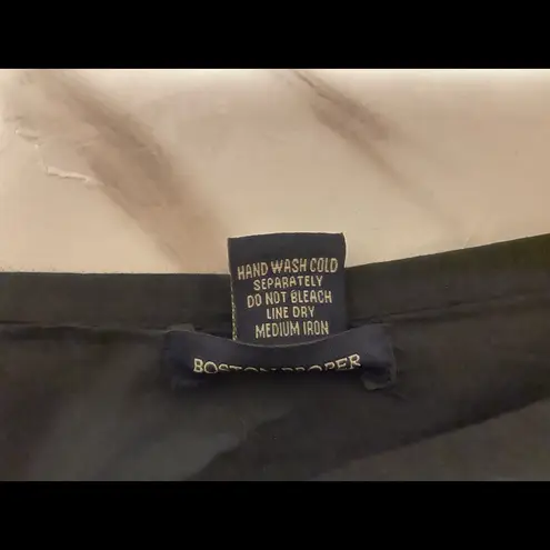 Boston Proper Women Black Creme Embroidered Box Pleat Flare Skirt NWOT-8