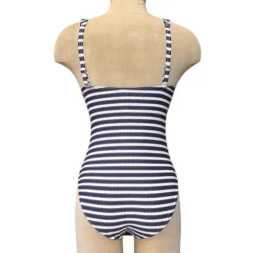 NipTuck Swimsuit One Piece Navy Blue White Stripes Multi Fit Cup 6