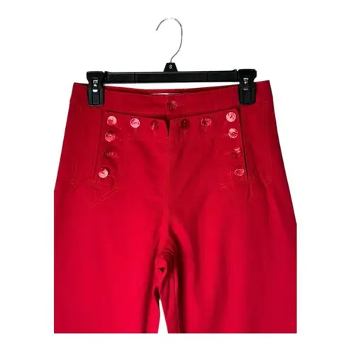 Rachel Antonoff Pants Women 2 Red Cotton Overboard Sailor Nautical Preppy Luxury