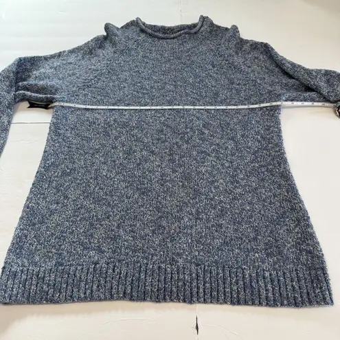 LL Bean Blue Cotton Ragg Funnelneck Pullover Tunic Sweater Size XL