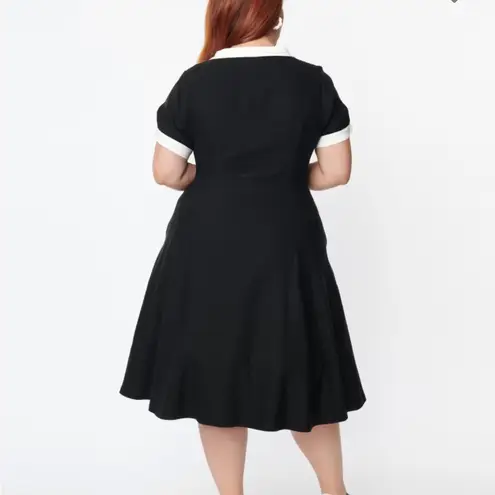 Unique Vintage  mod contrast dress b/w