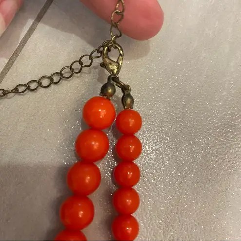 Early 2000s Vibrant Orange Beaded Statement Bib Necklace