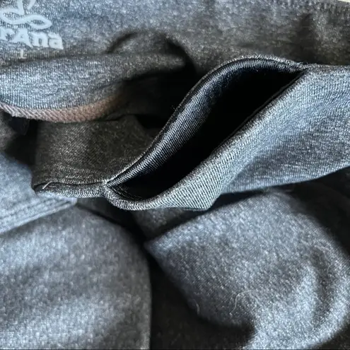 prAna MID RISE CROP LEGGINGS PANTS CHARCOAL GRAY WOMENS SIZE L YOGA RUN …